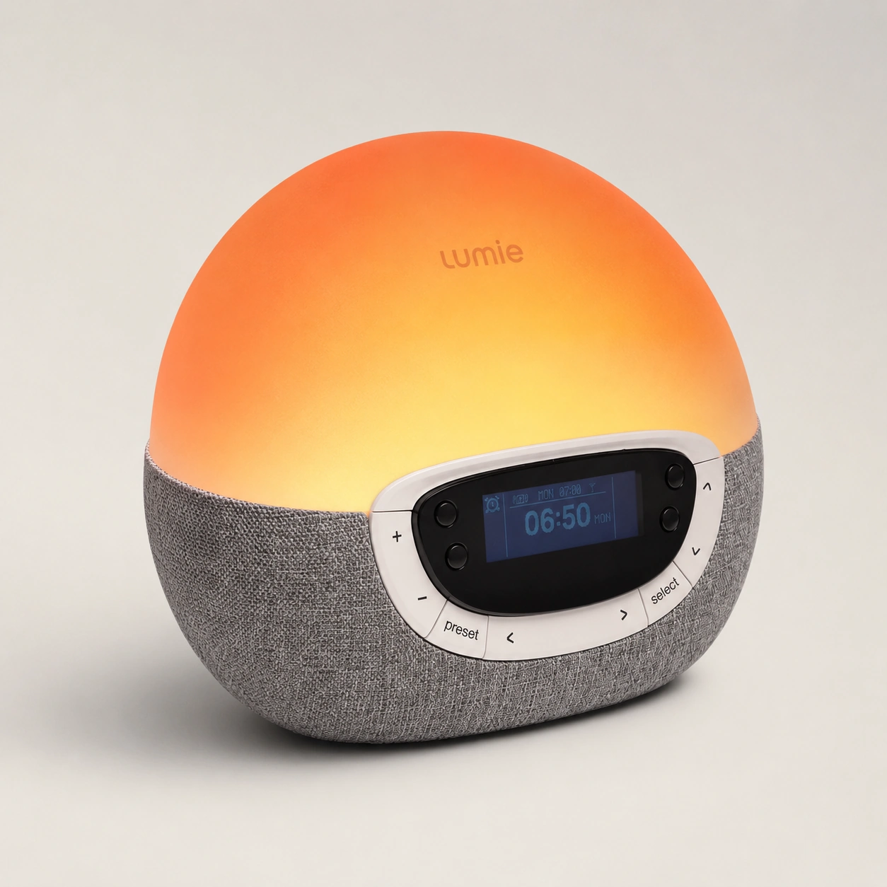 Lumie Bodyclock Rise300 wake-up light in a studio product shot Lumie Bodyclock Rise300 wake-up light in a studio product shot